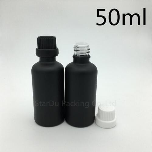 500pcs 50ML Black Frosted Glass Bottle 50ml Vials Essential Oil Bottle with tamper evident cap Perfume bottles