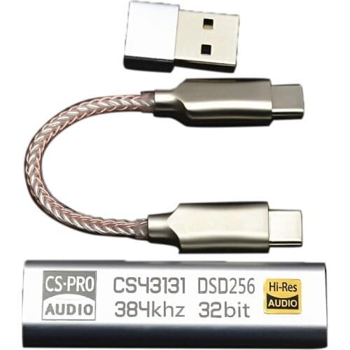 TYPE C to 3.5MM DSD256 for Android Headphone Amplifier Adapter DAC Portable USB Cirrus Logic Hifi for Ios Win10 PC