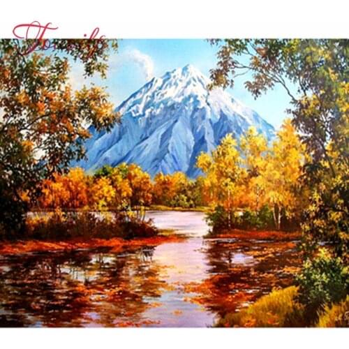 Volledige Boor Vierkante Diamanten 5D DIY Diamant Schilderij "Forest river" Diamant Borduren Kruissteek Strass Mozaïek Schildere