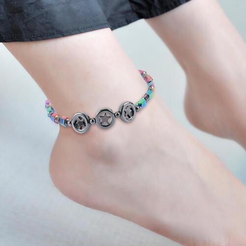 DoreenBeads Fashion Loss Magnet Anklet Colorful Stone Magnetic Therapy Bracelet Anklet Trendy Accessories For Women Charms,1 PC