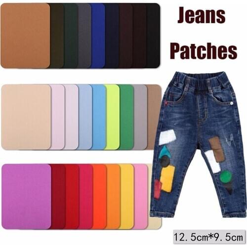 Denim Patches for Clothes DIY Stripes Iron on Appliques Jeans Pants Knee Clothing Stickers T-shirt Elbow Embroidery Badges