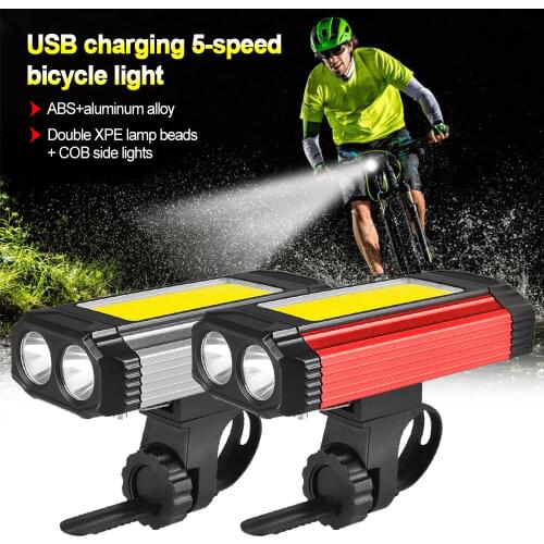 Cycling Light LED Flashlight Lantern 2200mAh Type-C USB Rechargeable COB Super Bright Bicycle Light 5 Level Front Rear Headlight