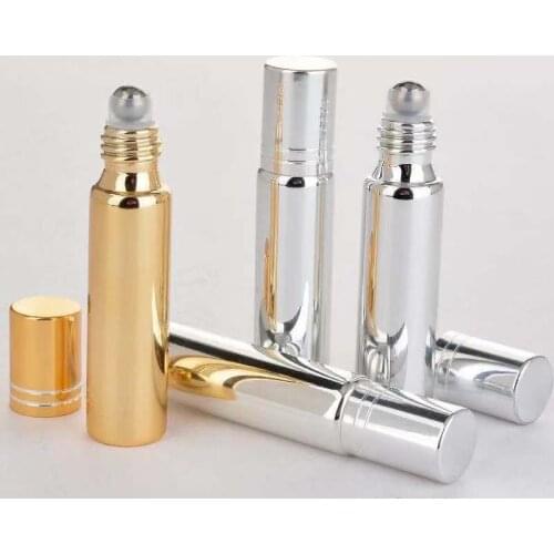Essential Oil Bottles 10ml Roll on Stainless Steel Roller Ball Massager Eye Cream Perfume Refillable Empty Bottle Container