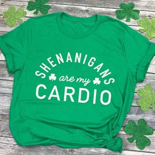 Patricks Day Tshirt Graphic Tees Shenanigans Shirt Women Summer Girls Plus Size Tops Cardio Tee White Top Print