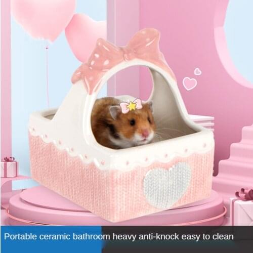 Hamster Ceramic Toilet Portable Hamster Large Bathtub Golden Bear Chipmunk Sand Bath Tub Hamster Cage Landscaping Supplies