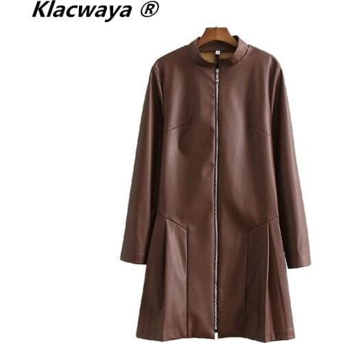 Klacwaya Women's Leather Jackets With Fur