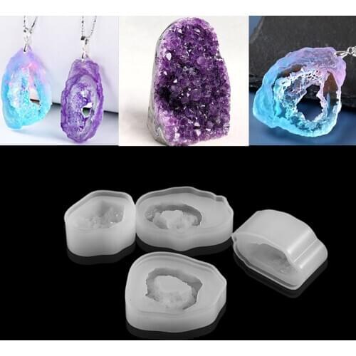 Crystal Cluster Silicone Molds Original Quartz Rock Cluster Epoxy Resin Casting Mold For DIY Pendant Jewelry Handmade Crafts