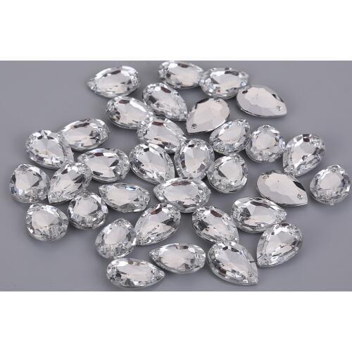 15mm Round 13*18mm Drop Pointback with two holes Glitter Crystal AB Rhinestone Acrylic Sewing Crystal Button beads for Clothes