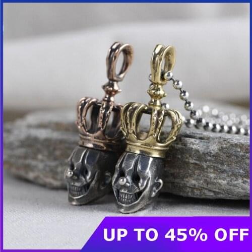 New real S925 Sterling silver man pendant antique style Thai silver clown crown skull silver pendant for man Jewelry
