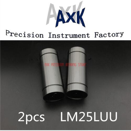 Cnc Router Parts AXK Linear Rail 2pcs/lot Free Shipping Lm25luu Long Type 25mm Linear Ball Bearing Cnc Parts For 3d Printer