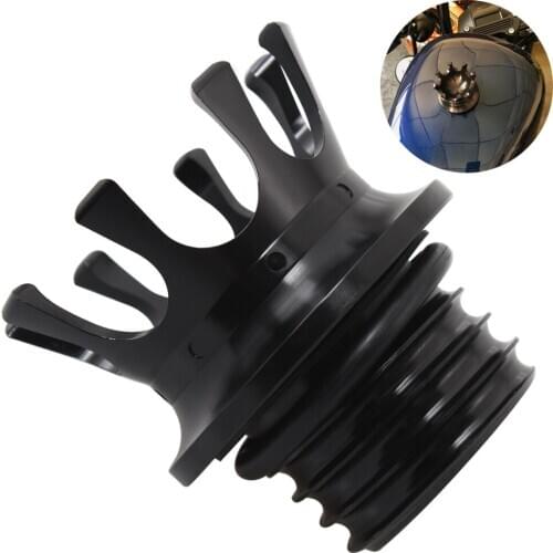 Motorcycle Black Aluminum Crown Style Gas Cover Flush Vented Fuel Tank Cap For Harley Sportster Dyna Softail Touring Models