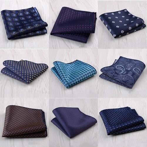 Ricnais Luxurious Handkerchief for Men Green Blue Print Pocket Square Business Chest Towel Hanky Gentlemen Wedding Casual Hankie