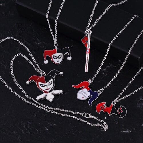 New Vintage Pircus Clown Poker King Pendant Necklace Silver Plated Chain Necklaces for Women Jewelry Gift