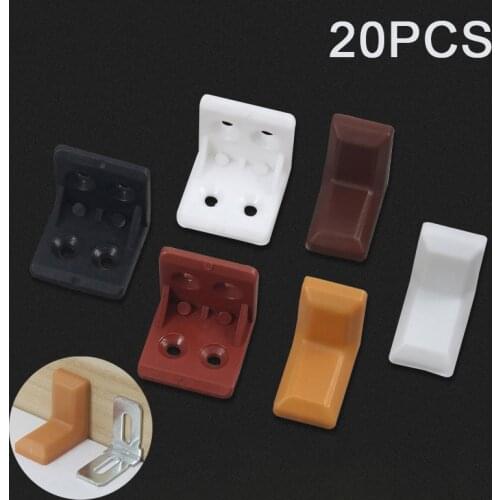 20pcs/lot Wonzeal Plastic Thickened Corner Brackets Furniture 90 degree Angle Corner Code Cabinet Furniture Hardware