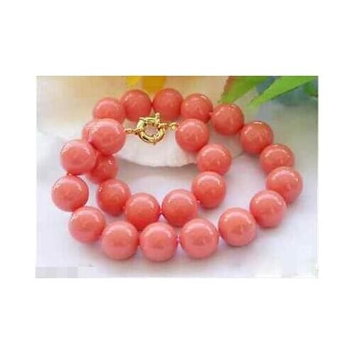 Genuine 10mm South Sea Coral Color Shell Pearl Beads Round Necklace 18