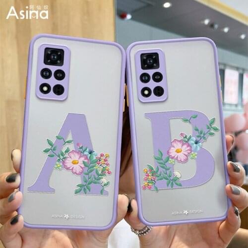 ASINA Transparent Matte Case For Honor 30 20 Pro 8X 9X Luxury Initial Letter Cover Bumper For Honor View 30 40 Fashion Alphabet