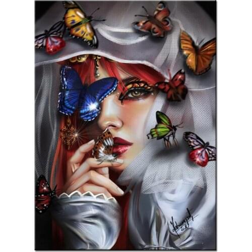 Sale diamond embroidery Butterfly woman diy diamond painting full square round diamond mosaic picture of rhinestones art
