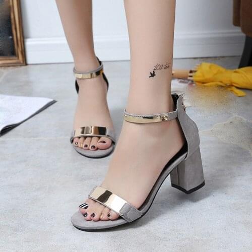 Women Sandles Thick Heel Shoes Gladiator Shoes Sandales Femme 2021 Fashion Black Summer Sandals Open Toe