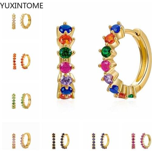 YUXINTOME 925 Sterling Silver Colorful zircon hoop Earring For Women Making Jewelry Gift Wedding Party Engagement 2021 A30