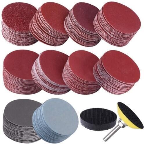 200Pcs 50mm 2 Inch Sander Disc Sanding Discs 80-3000 Grit Paper with 1Inch Abrasive Polish Pad Plate + 1/4 Inch Shank for Rotary