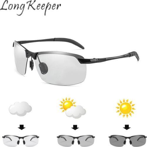 Long Keeper Sunglasses Photochromic Men Polarized Women Sun Glasses Driving Chameleon Square Alloy Eyeglasses Eyewear UV400 New