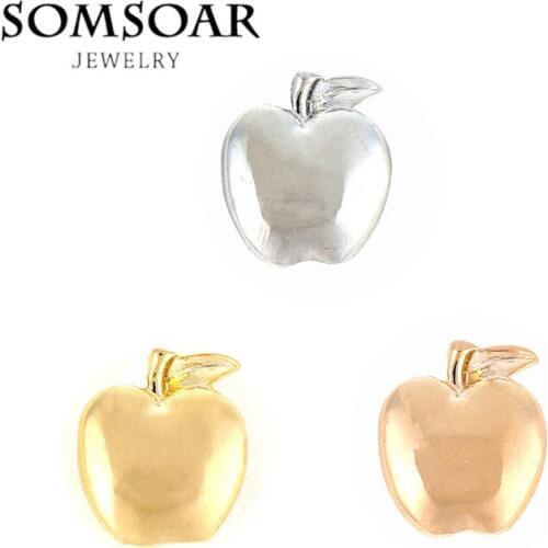 Somsoar Jewelry Lovely APPLE Charms fit Leather wrappable Mesh Stainless steel Bracelet Bangle 10pcs/lot