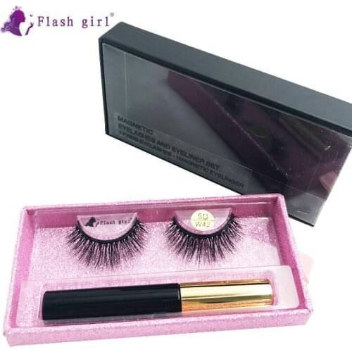 Flash Girl 5D-W series W42 beautiful mink magnetic eyelashes and eyeliner suit