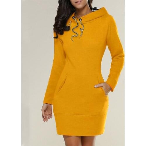 Women Loose Cotton Gown Ladies Turtleneck Sweater Dress Spring & Autumn
