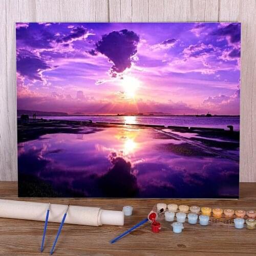 Landscape Scenery Coloring By Numbers Painting Kit Acrylic Paints 50*70 Painting On Canvas Handmade Kids Wall Art Drawing