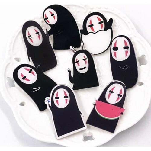 8PCS Anime No Face Man Icons on The Pin Kawaii Icon Badge Bacges on Backpack Badges for Clothing Acrylic Badges Brooch