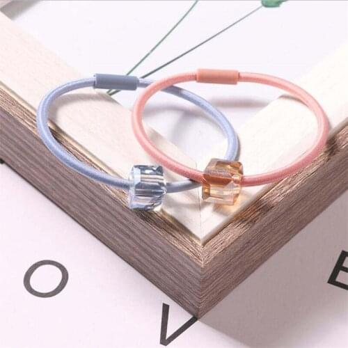 1Pcs New Women Elegant Crystal Geometric Elastic Hair Bands Ponytail Holder Scrunchies Headband Rubber Band Hair Accessories