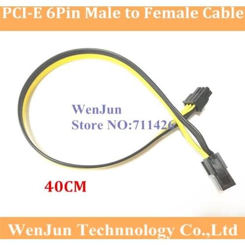 1PCS Free Shipping 40CM PCI-E GPU 6Pin 2*3pin male to 6 pin Female Power extension Cable adapter 18AWG for video card
