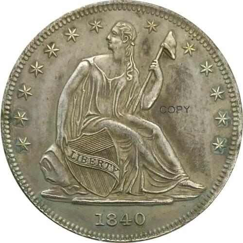 1840 United States Half Dollar Cupronickel Plated Silver Copy Coin