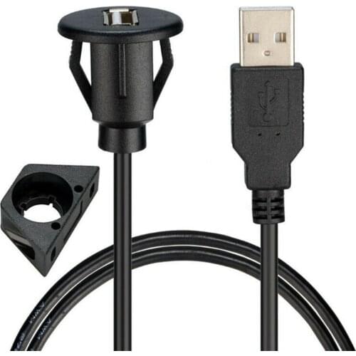 1m / 2m car dashboard installation USB 2.0 male to female socket panel extension cable single port USB2.0 female cable