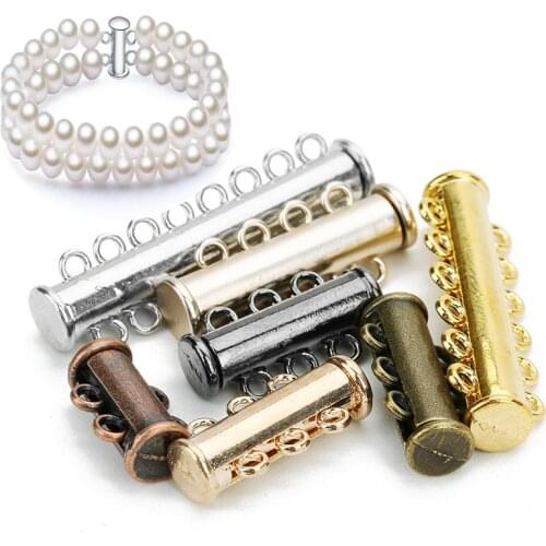 5pcs 2 3 4 5 6 8Rows Layered Slide Strong Magnetic Clasps Crimp End Caps Buckles Tubes For Necklace Bracelet Chain Buckle Hook