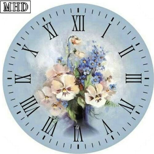 5d full square & round diamond painting clock flower icon diamond mosaic landscape 3d diamond embroidery wall sticker
