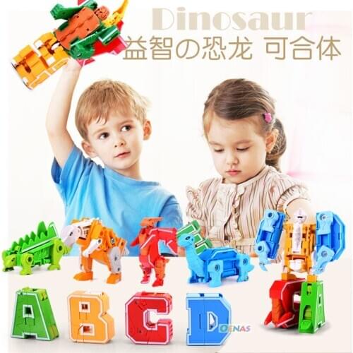 English 26 Letters Transformer Alphabet Robot Deformation Animal Creative Educational Figure Building Blocks Model kid Toys Gift