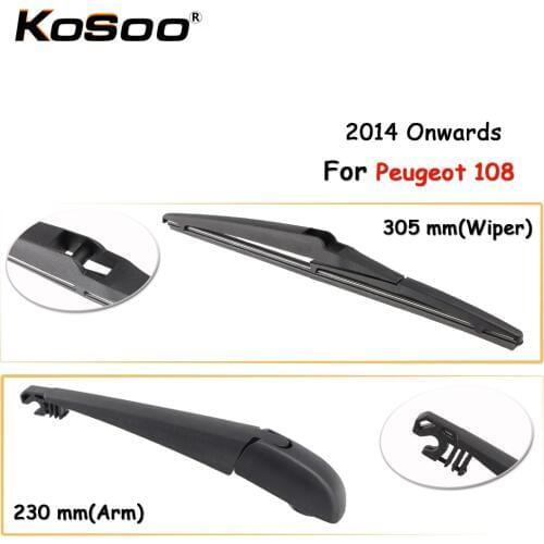 KOSOO Auto Rear Car Wiper Blade For Peugeot 108,305mm 2014 Onwards Rear Window Windshield Wiper Blades Arm,Car Accessories