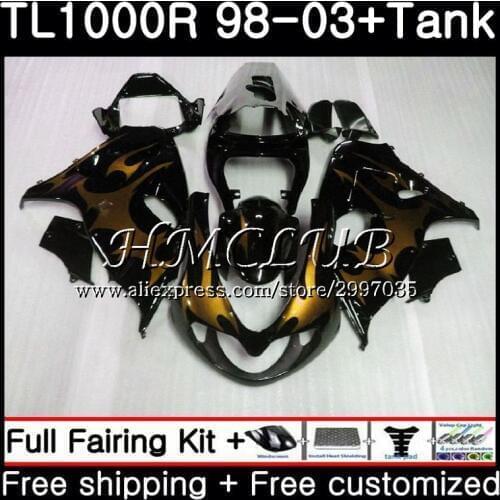 +Tank For SUZUKI TL1000R 1998 1999 2000 2001 2002 2003 38HC.7 TL1000 R TL 1000 R 1000R Golden flames 98 99 00 01 02 03 Fairings