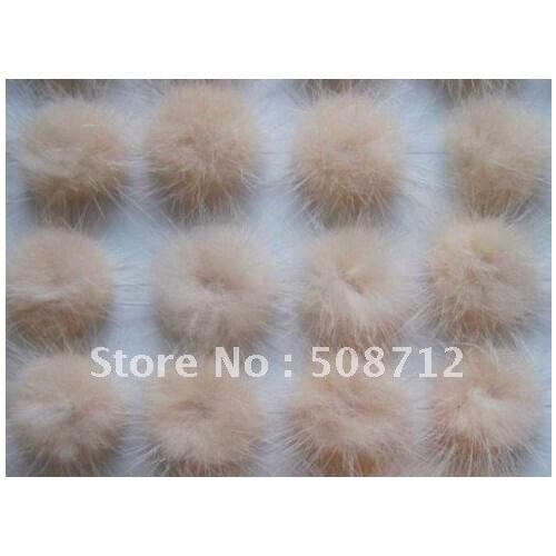 Free shipping!!!! mink fur ball embellishment sew trim for DIY craft hair accessory 30mm beige