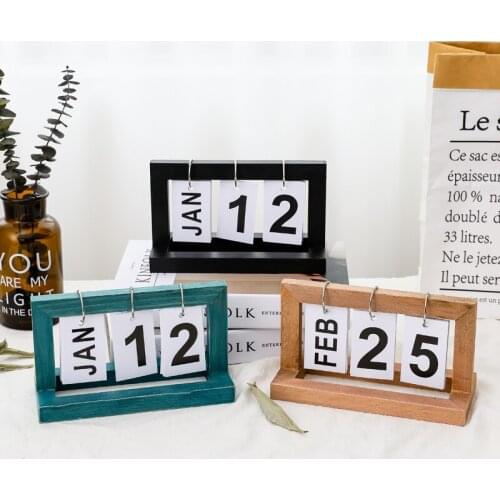 Wooden Calendar Desktop Calendar Home Decor Office Simple Standing Desk Daily Scheduler Table Planner Yearly Agenda Organizer