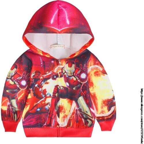 Disney Superhero Avengers cotton coat Boys jacket spring childrens coat hooded sweatshir zipper jacket SpiderMan outerwear
