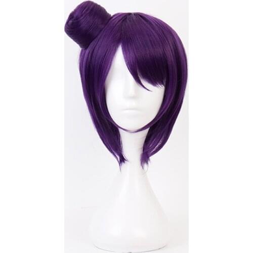 Konan Purple Cosplay Wig With A Bun Heat Resistant Fiber Synthetic Hair + Free Wig Cap