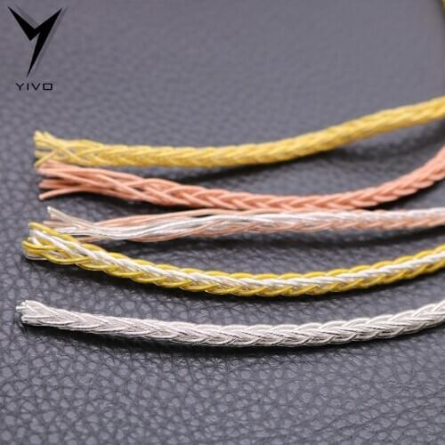 HIFI OFC Plated Silver Gold Soft 3.8mm Diameter Headphone Earphone Extension Audio Wire Cord Aux Cable No Plug for Phone Car MP3