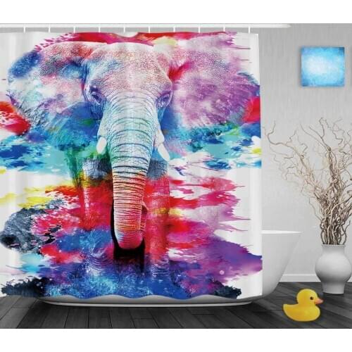Art Painting African Elephant Bathroom Shower Curtains Beautiful Animals Decor Shower Curtain Waterproof Polyester With Hooks