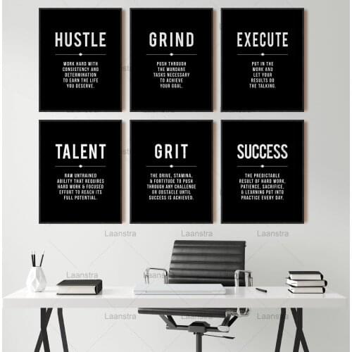 Grind Hustle Success Motivational Posters and Prints Office Decor Modern Art Entrepreneur Motivation Canvas Painting Pictures