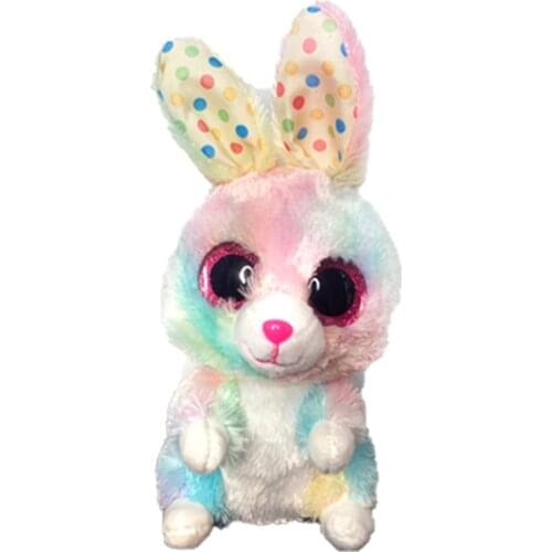 15CM Ty Beanie Big Eyes Stuffed Animal Polka Dot Candy Bunny Soft Plush Collection Rabbit Doll Toy Child Christmas Birthday Gift