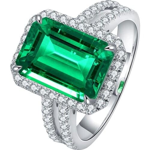 Pirmiana New Fashion 925 Sterling Silver Ring 5ct Lab Grown Emerald Finejewelry