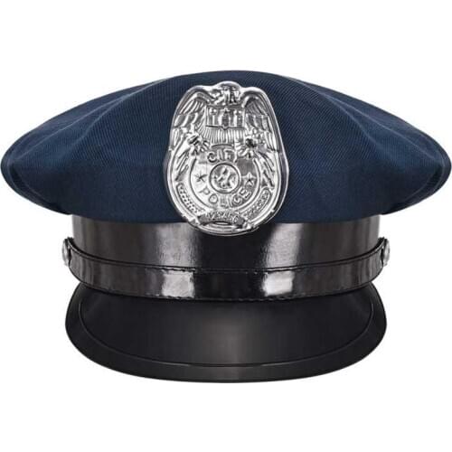 Adult Party Costume Caps Blue Police Officer Hat Performance Uniform Accessories Halloween Cosplay Cap Cop Costume Anime Props