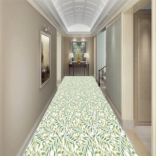 Modern Fashion Home Decor Corridor Mat Flannel Bedroom Bedside Rugs Doormat Living Room Area Rug Floral Leaves Corridor Carpets